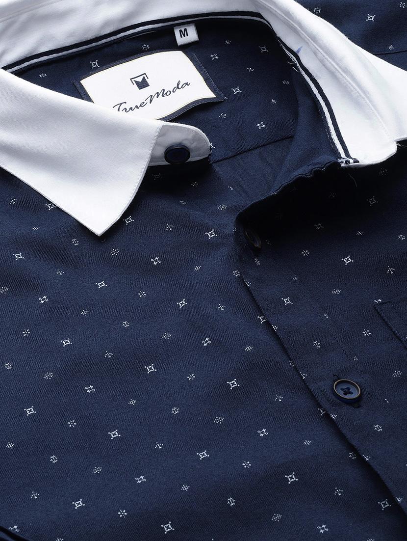navy blue printed formal shirt - 16912367 - Zoom Image - 5