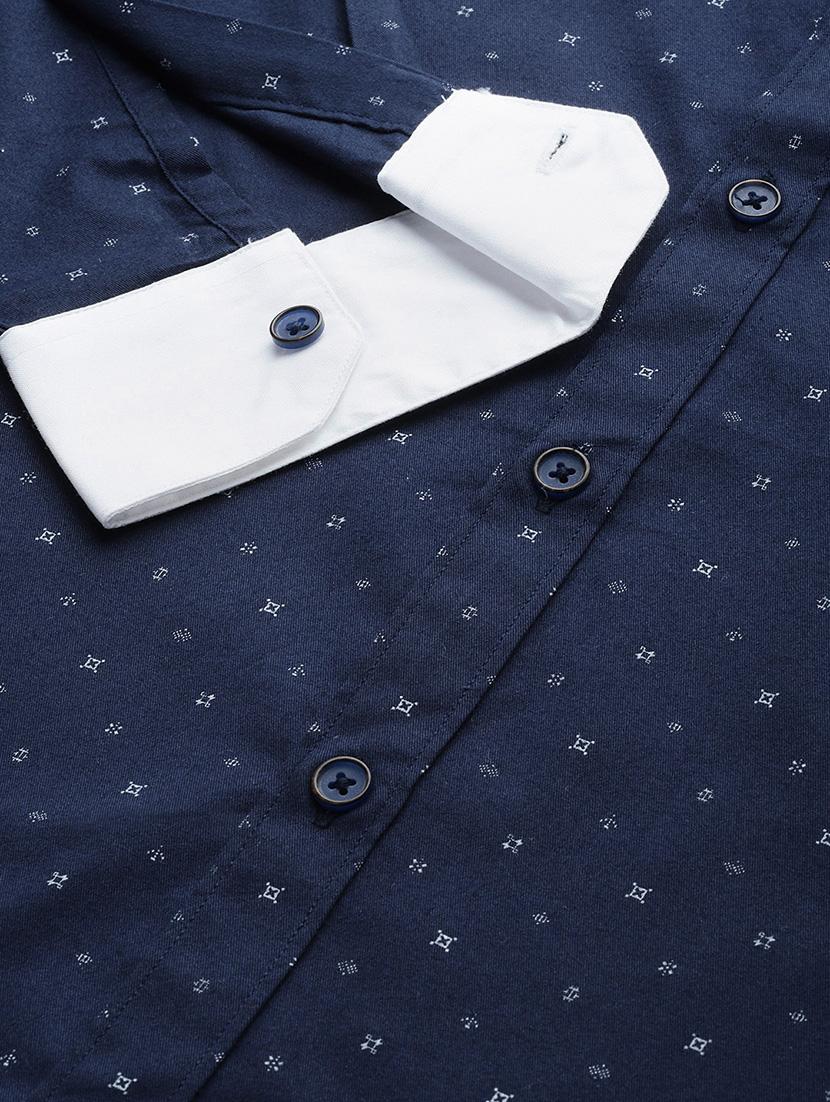 navy blue printed formal shirt - 16912367 - Zoom Image - 6