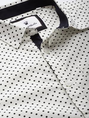 white polka dot print casual shirt - 16912387 - Standard Image - 5