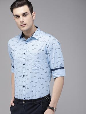 blue printed casual shirt - 16912389 - Standard Image - 2