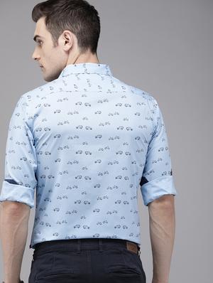 blue printed casual shirt - 16912389 - Standard Image - 3