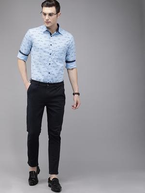 blue printed casual shirt - 16912389 - Standard Image - 4