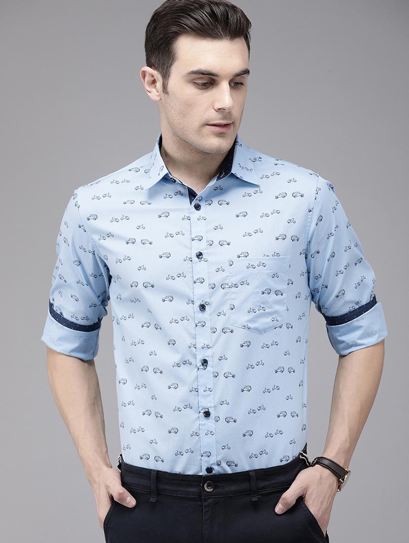 blue printed casual shirt - 16912389 - Zoom Image - 1
