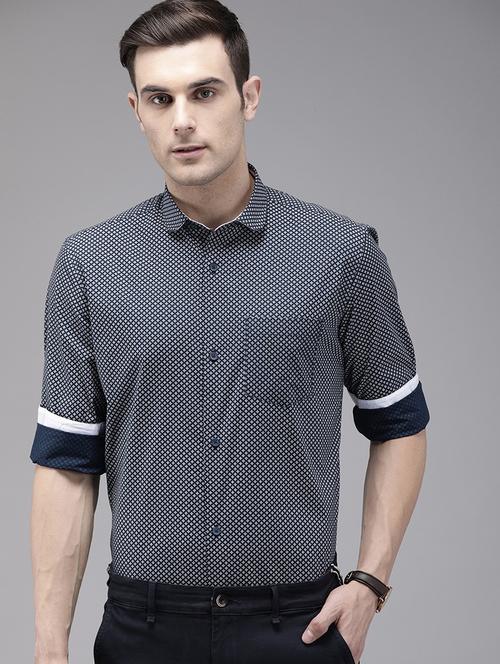 navy blue printed casual shirt - 16912400 - Standard Image - 1