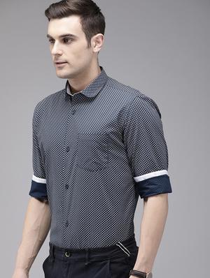 navy blue printed casual shirt - 16912400 - Standard Image - 2