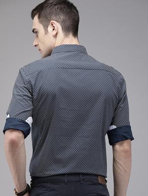navy blue printed casual shirt - 16912400 - Standard Image - 3