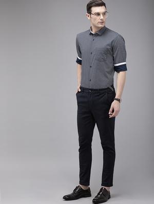 navy blue printed casual shirt - 16912400 - Standard Image - 4