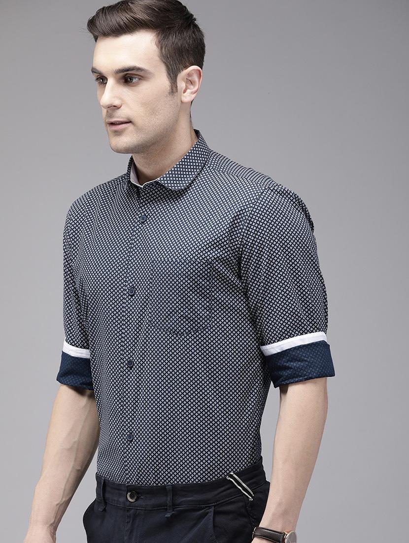 navy blue printed casual shirt - 16912400 - Zoom Image - 2