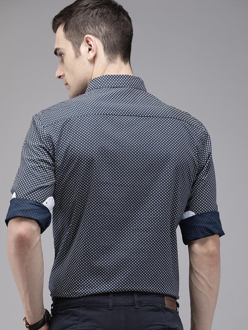 navy blue printed casual shirt - 16912400 - Zoom Image - 3