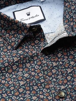 navy blue floral print casual shirt - 16912413 - Standard Image - 5
