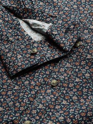 navy blue floral print casual shirt - 16912413 - Standard Image - 6