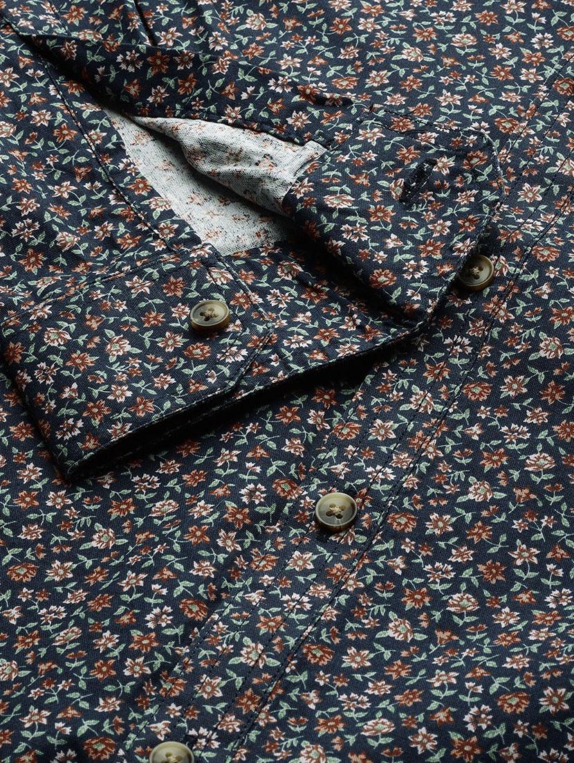 navy blue floral print casual shirt - 16912413 - Zoom Image - 6