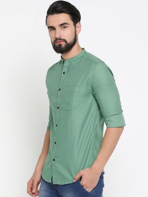 green solid casual shirt - 16912808 - Standard Image - 2