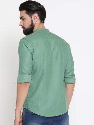 green solid casual shirt - 16912808 - Standard Image - 3