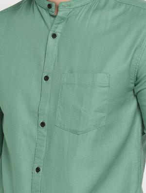 green solid casual shirt - 16912808 - Standard Image - 4