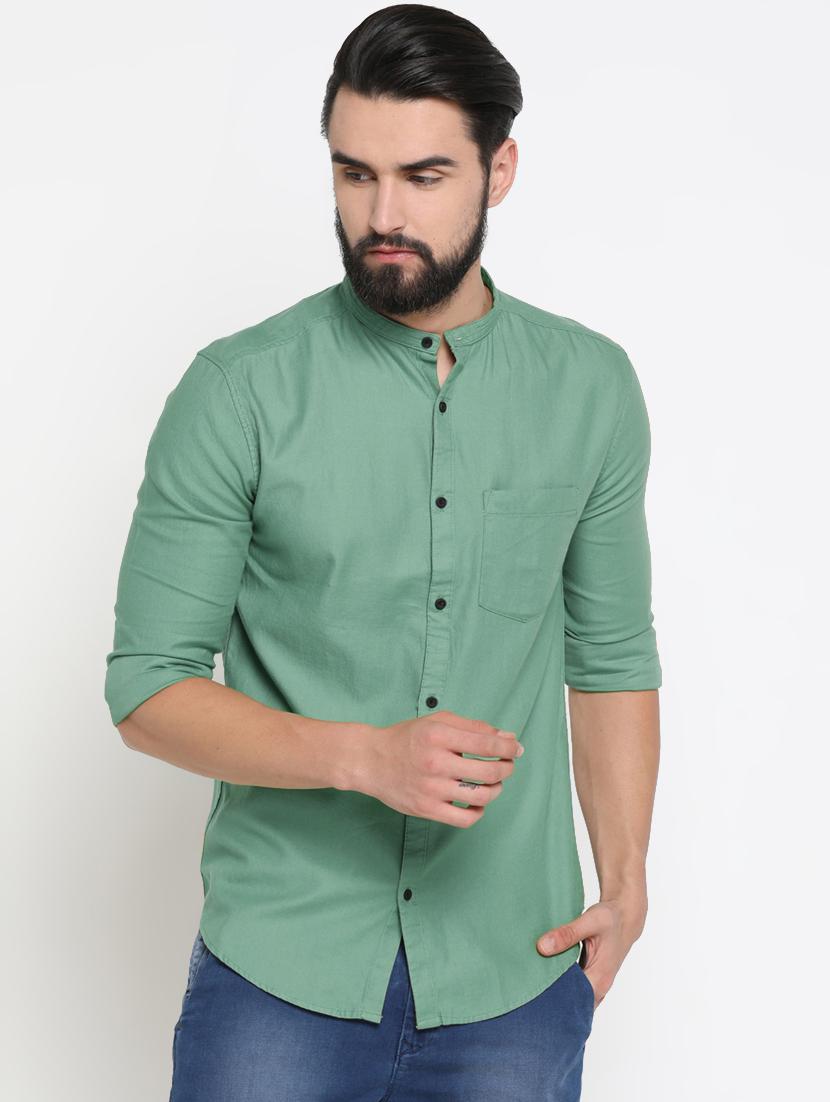 green solid casual shirt - 16912808 - Zoom Image - 1