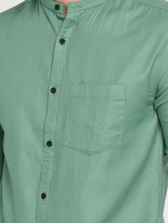 green solid casual shirt - 16912808 - Zoom Image - 4