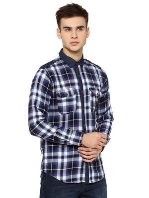 blue checkered casual shirt - 16912998 - Standard Image - 2