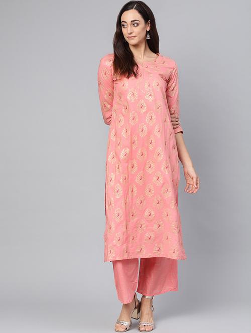 gold print kurta palazzo set - 16913182 - Standard Image - 1