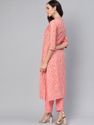 gold print kurta palazzo set - 16913182 - Standard Image - 3