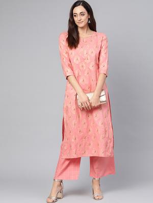 gold print kurta palazzo set - 16913182 - Standard Image - 4