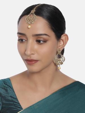 gold brass chandballi earring - 16913442 - Standard Image - 4