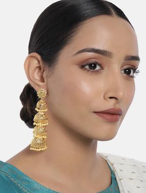 gold brass chandellier earring - 16913461 - Standard Image - 3