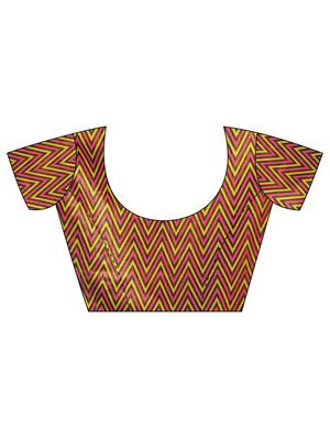checkered printed saree with blouse - 16913476 - Standard Image - 2