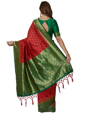 self design woven saree with blouse - 16913512 - Standard Image - 2