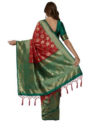 self design woven saree with blouse - 16913517 - Standard Image - 2