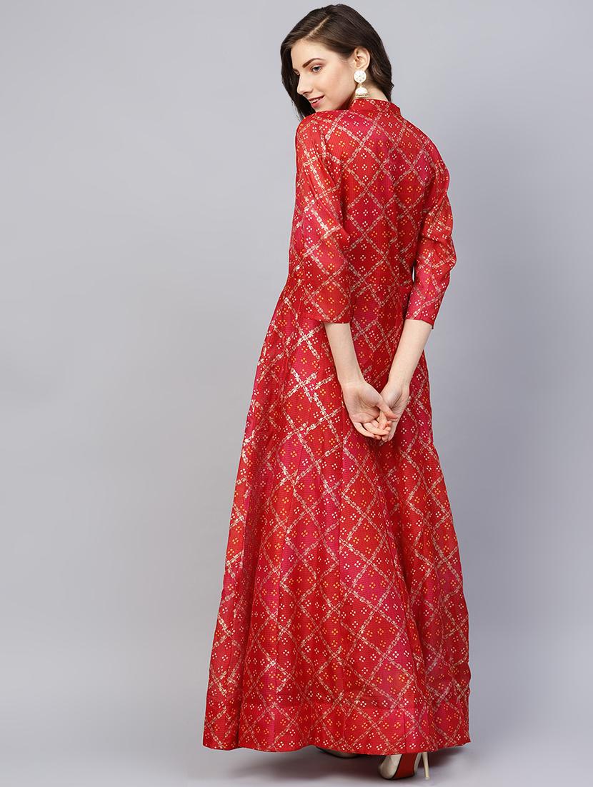 bandhani print anarkali kurta - 16913560 - Zoom Image - 3