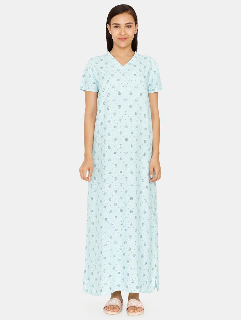 v-neck printed nighty - 16914074 - Zoom Image - 1