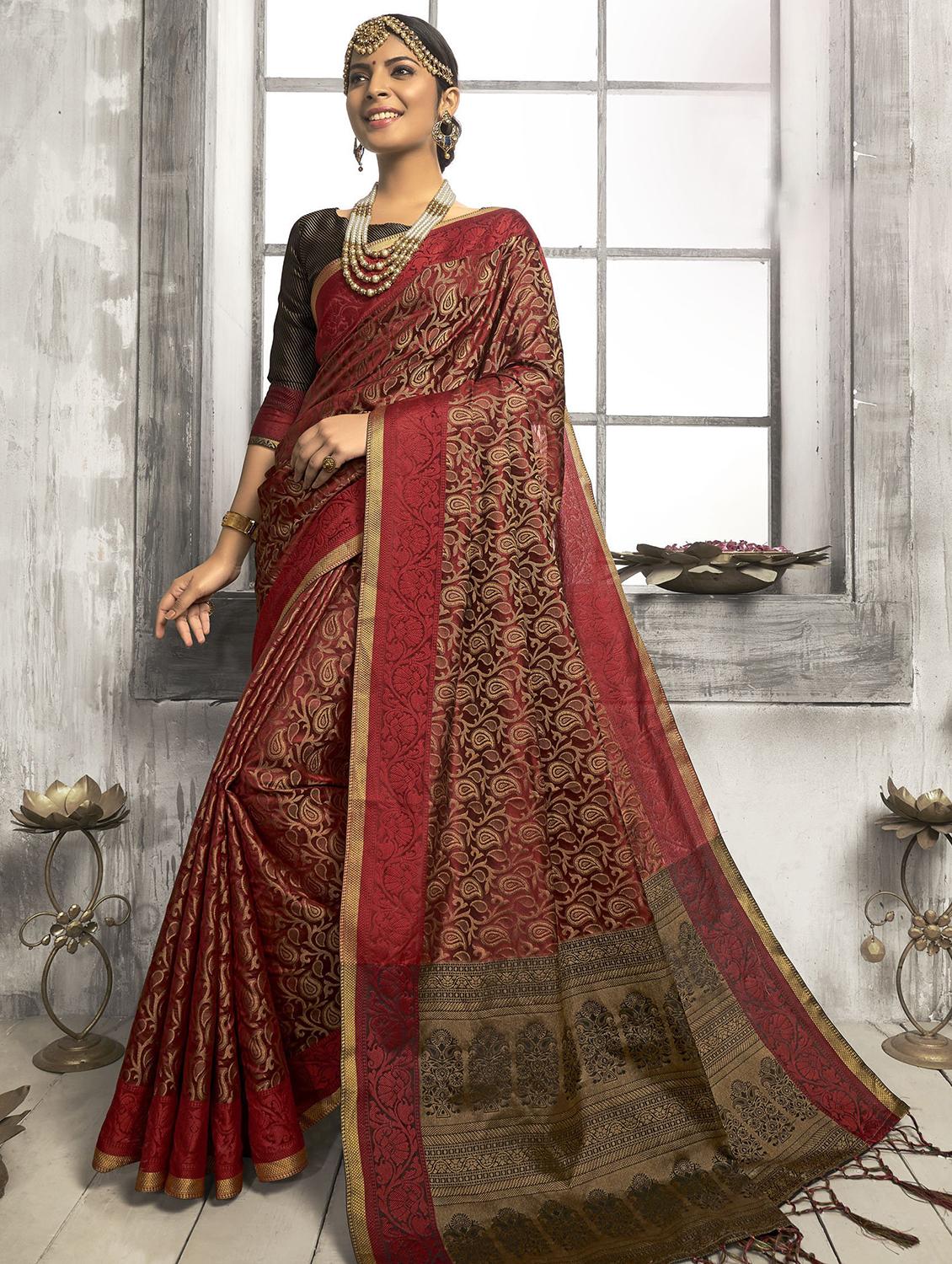 self design woven saree with blouse - 16914088 - Zoom Image - 1