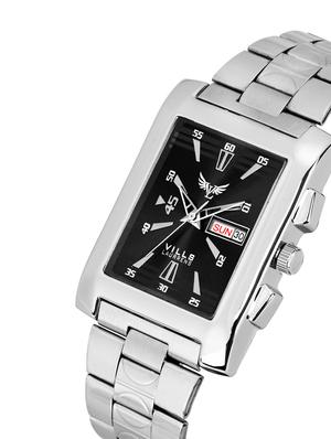 vills laurrens vl-1231 black square day and date dial analogue watch for men and boys - 16914192 - Standard Image - 2