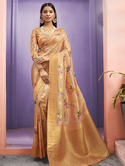 floral woven saree with blouse - 16914465 - Standard Image - 1
