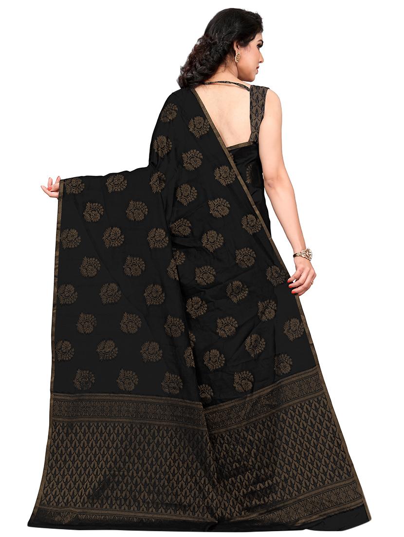 floral woven saree with blouse - 16915136 - Zoom Image - 2