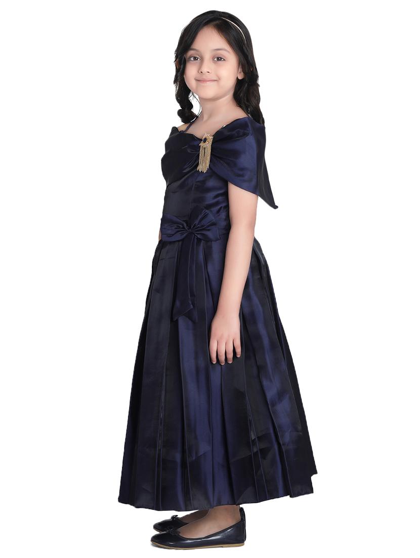 navy blue satin party gown - 16915168 - Zoom Image - 2