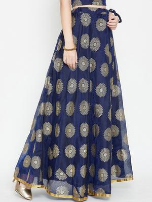 gold print a-line skirt - 16915255 - Standard Image - 2