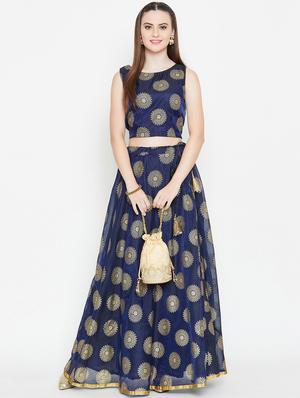 gold print a-line skirt - 16915255 - Standard Image - 4