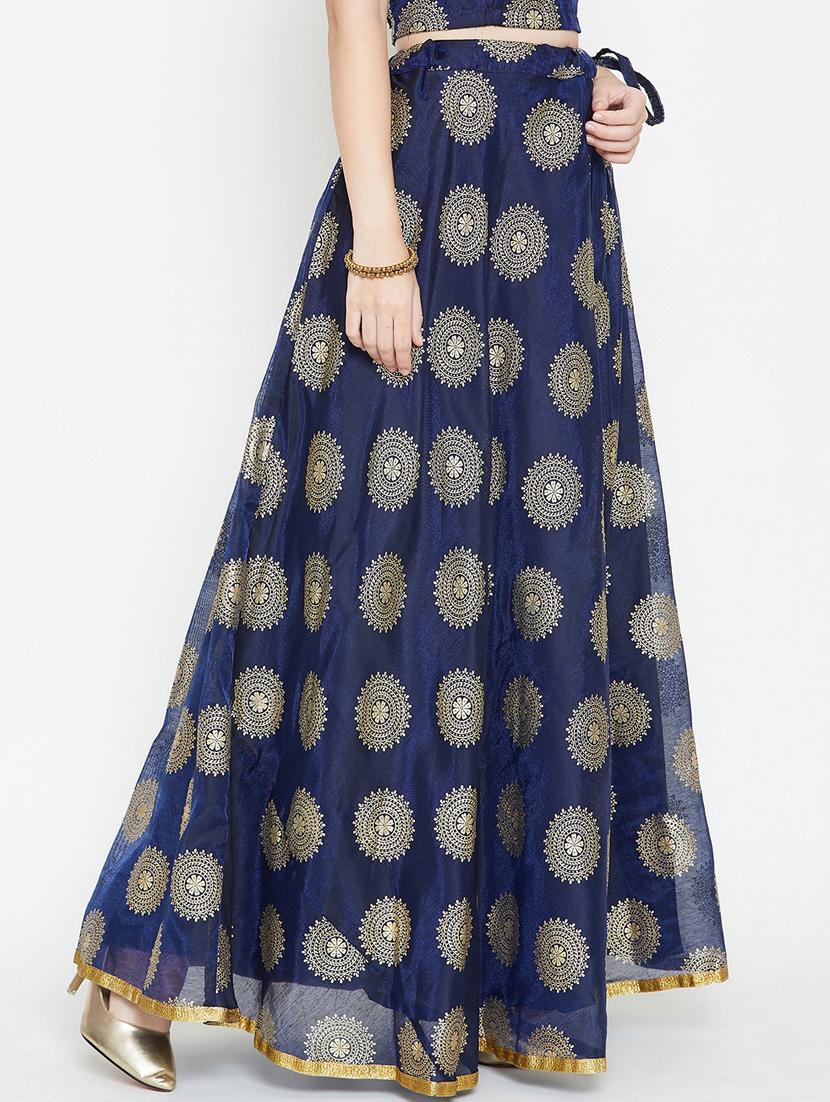 gold print a-line skirt - 16915255 - Zoom Image - 2