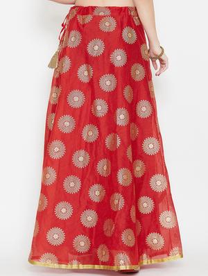 gold print a-line skirt - 16915256 - Standard Image - 3