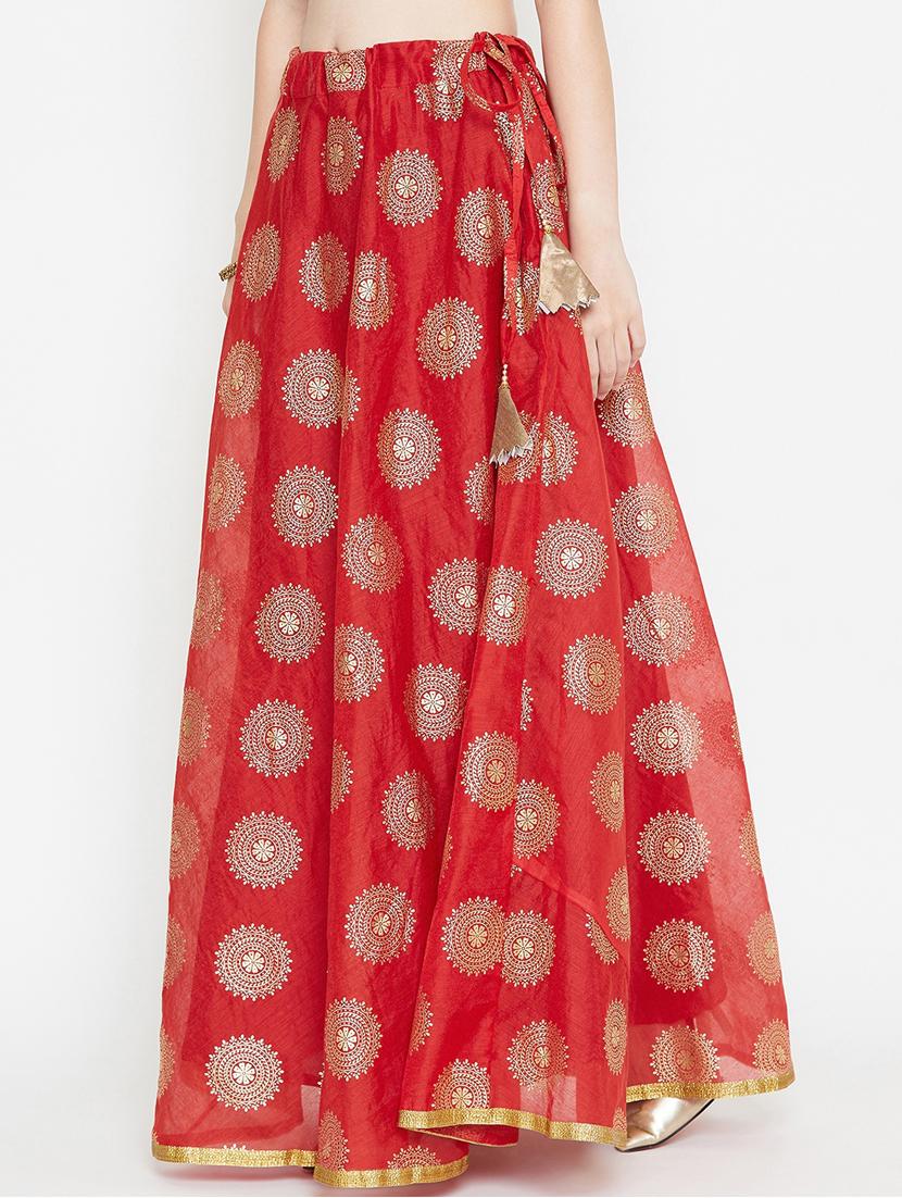 gold print a-line skirt - 16915256 - Zoom Image - 2