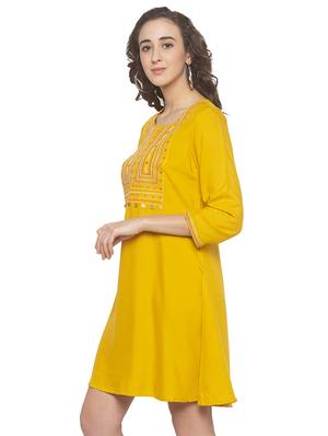 round neck embroidered shift dress - 16915483 - Standard Image - 2