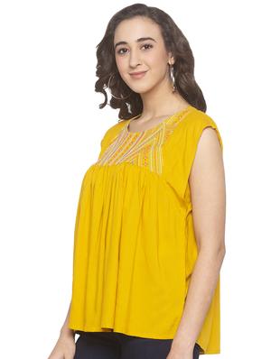 round neck embroidered top - 16915607 - Standard Image - 2