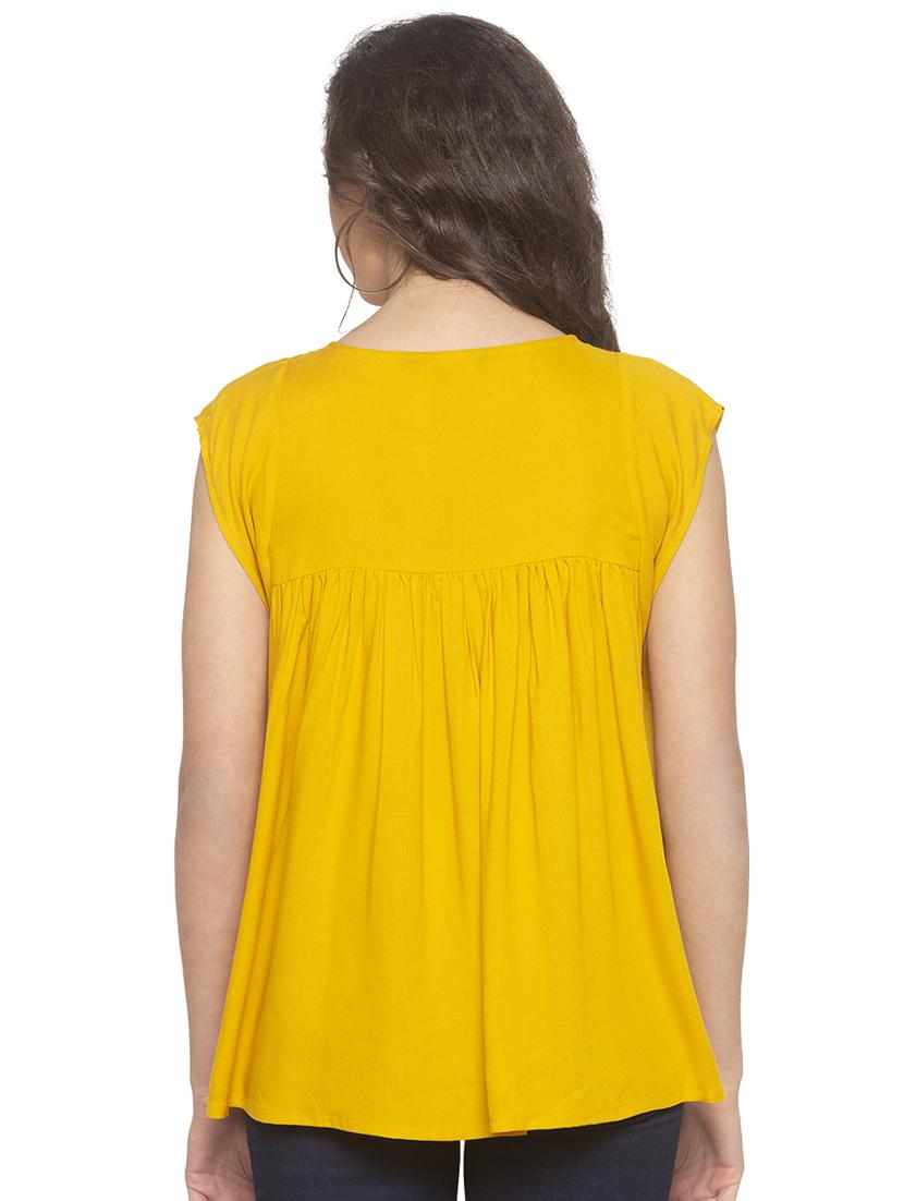 round neck embroidered top - 16915607 - Zoom Image - 3