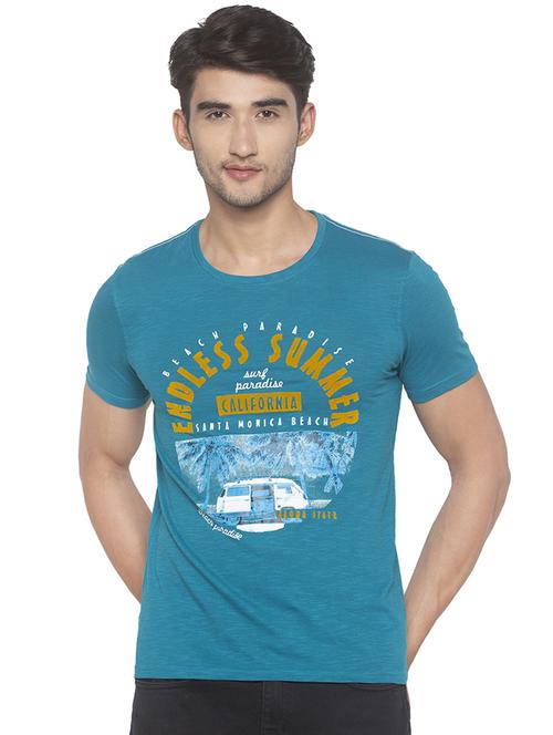 blue chest printed t-shirt - 16915656 - Standard Image - 1