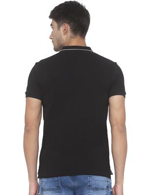 black solid polo t-shirt - 16915661 - Standard Image - 3