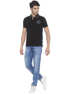 black solid polo t-shirt - 16915661 - Standard Image - 4