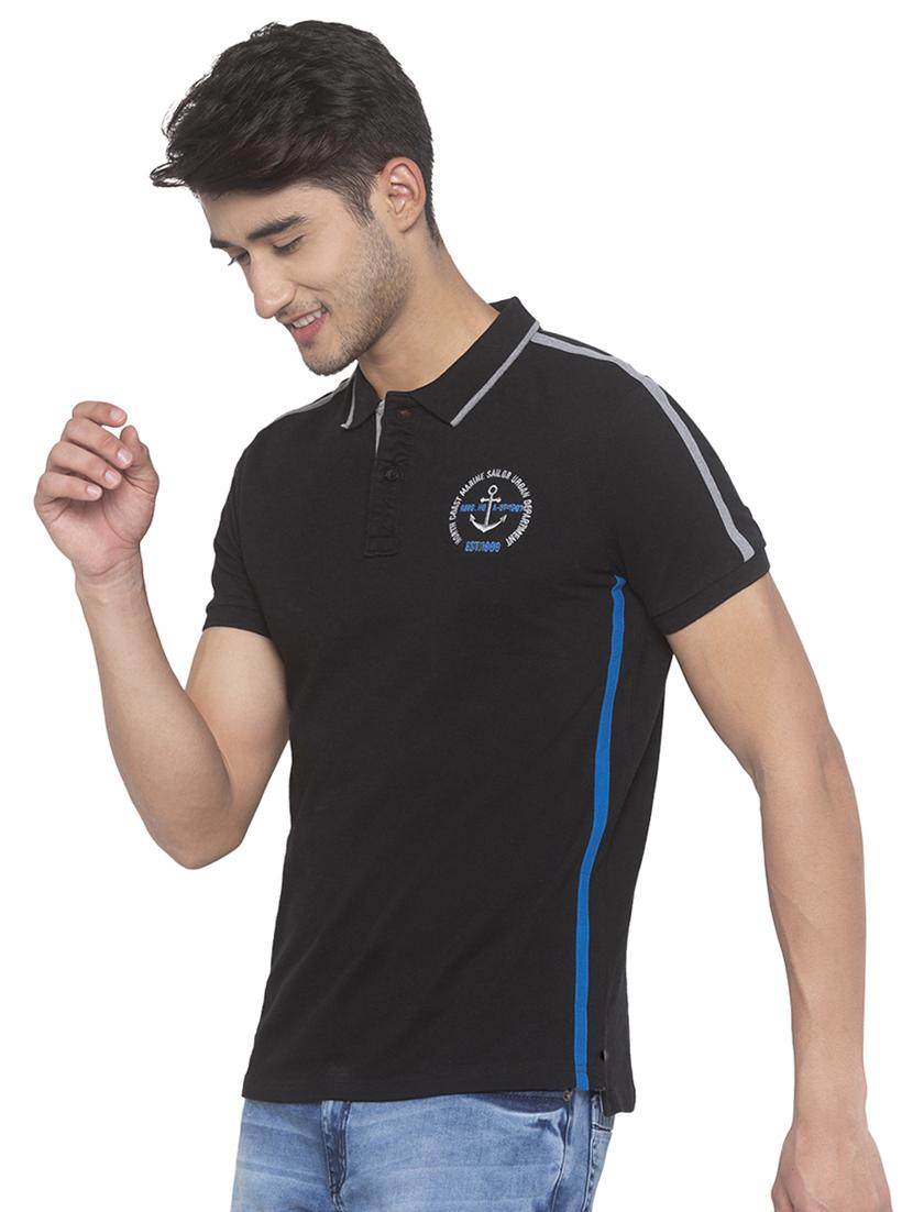 black solid polo t-shirt - 16915661 - Zoom Image - 2