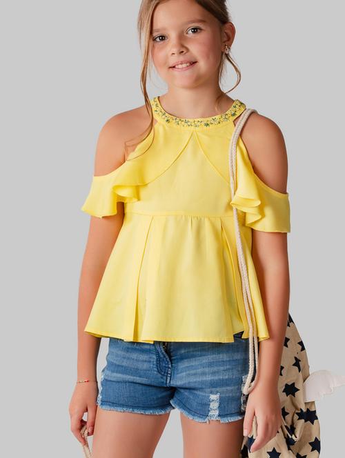yellow cotton blend regular top - 16915973 - Standard Image - 1